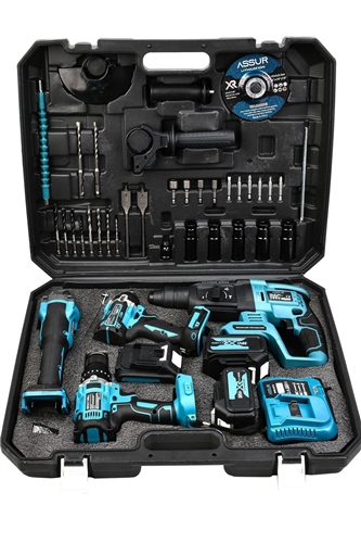 Assur ASR1041 Akülü 4lü Makine Seti Somun Sökme Vidalama Matkap Kırıcı Delic